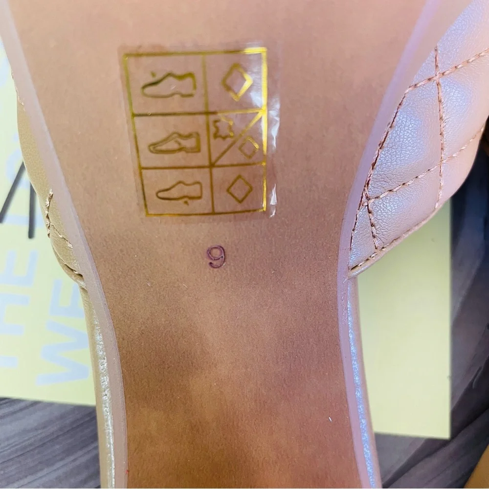 JEFFREY CAMPBELL Nana Quilted Platform Mule Sandal Tan Crinkle Patent 9 New WB - Picture 7 of 8